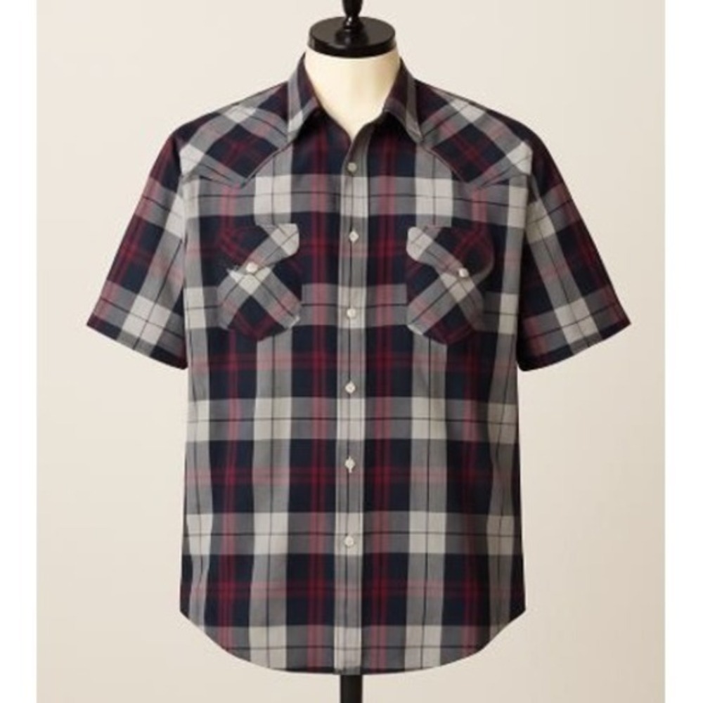 Ely Plains Big Man EUC 2X Western Pearl Snap Button Plaid Shirt Cowboy Ranch 80s